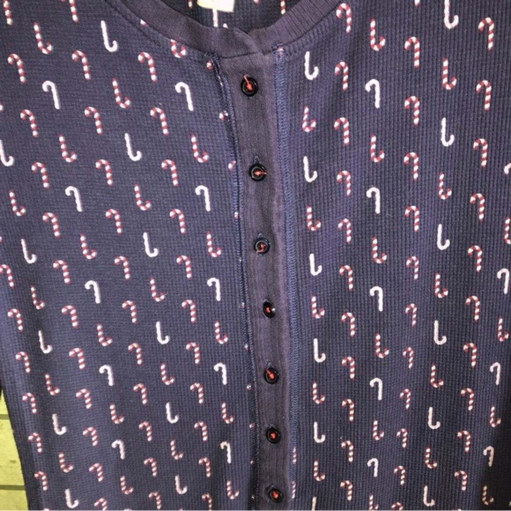 Jane and Bleecker thermal navy candy cane pajama onesie XS holiday Christmas‎ - Picture 4 of 10